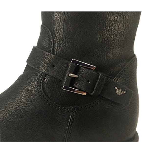 Emporio Armani Fur Lined Leather Nero Winter Boots - Picture 7 of 8